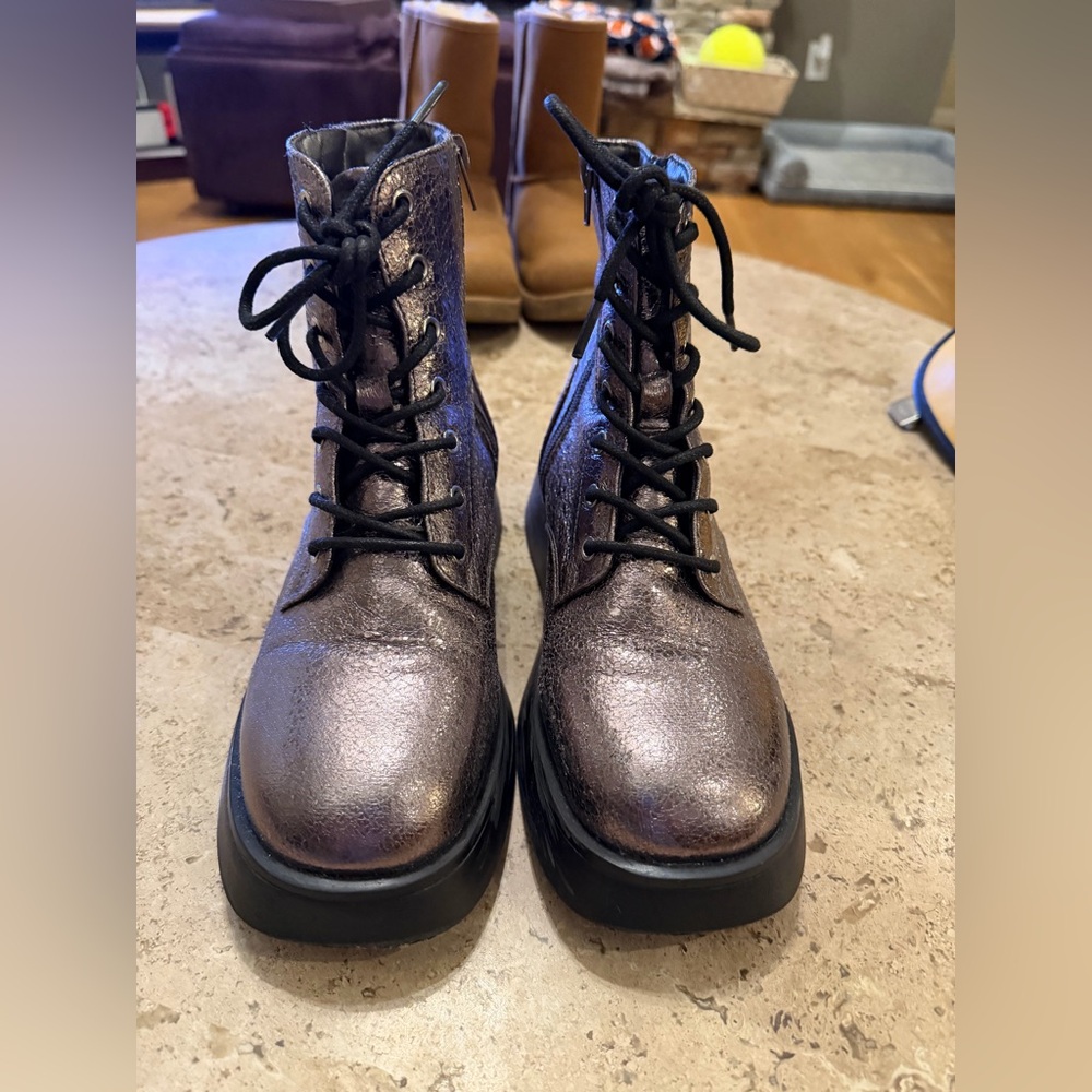 Steve Madden Metallic Lace-Up Boots - Picture 3 of 6